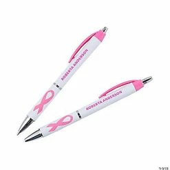 Hot Sale 🌟 Personalized Pink Ribbon Click Pens - 48 Pc. 🤩