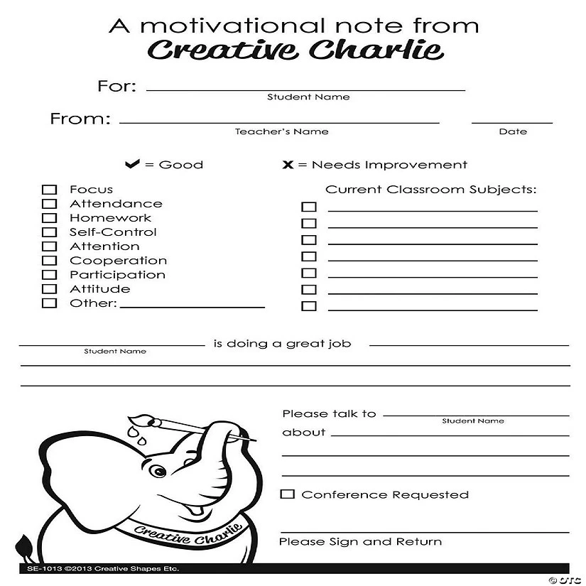 Best reviews of 😀 Creative Shapes Etc. - Notes From Teachers - Creative Charlie Motivational 👍 - Image 2