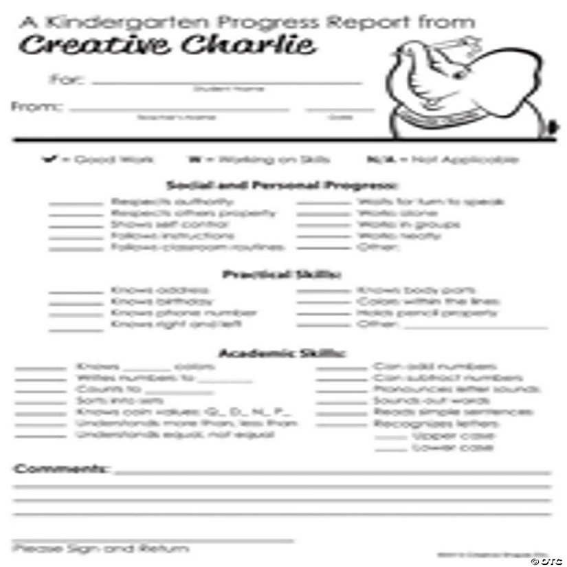 Best deal 🔥 Creative Shapes Etc. - Notes From Teachers - Creative Charlie Kindergarten Progress Report ⭐ - Image 2