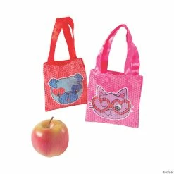 Budget 🧨 6" x 6" Mini Valentine Sequin Nonwoven Tote Bag - 6 Pc. ⌛