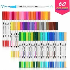 Best Sale 😀 AGPtEK 60 Colors Dual Tip Brush Marker Pens Non-Toxic Odorless & Blendable Perfect for Sketch Book 🔔