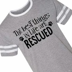 Wholesale ⭐ Best Things Are Rescued Adult's Ringer Varsity T-Shirt 🔥