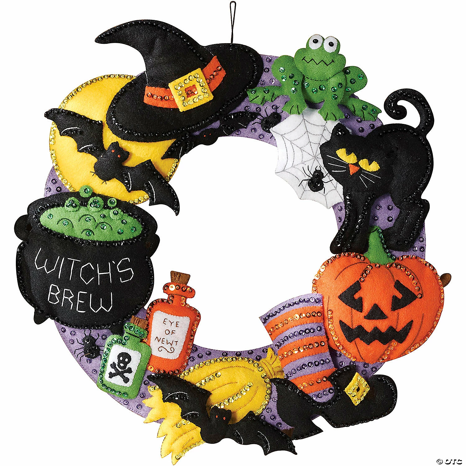 New ๐ Bucilla Felt Wreath Applique Kit 17" Round - Witch's Brew ๐ - Image 2