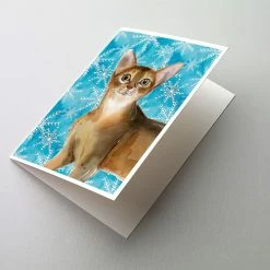 Wholesale ✨ Caroline's Treasures Abyssinian Winter Snowflakes Greeting Cards and Envelopes Pack of 8, 7 x 5, Cats ⭐
