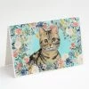 Best Sale 😉 Caroline's Treasures American Shorthair Brown Tabby Spring Flowers Greeting Cards and Envelopes Pack of 8, 7 x 5, Cats ✨