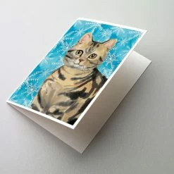 Top 10 🔥 Caroline's Treasures American Shorthair Brown Tabby Winter Snowflakes Greeting Cards and Envelopes Pack of 8, 7 x 5, Cats 🔥