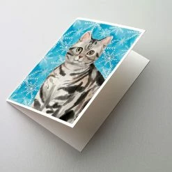 Budget ⌛ Caroline's Treasures American Shorthair Winter Snowflakes Greeting Cards and Envelopes Pack of 8, 7 x 5, Cats 🎁