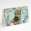 Deals 🎁 Caroline's Treasures Bengal Spring Flowers Greeting Cards and Envelopes Pack of 8, 7 x 5, Cats 🤩