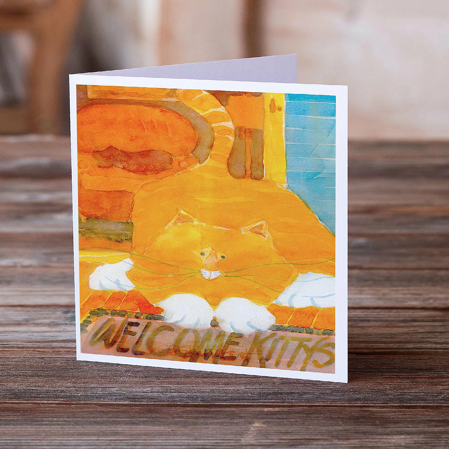 Best Sale ๐งจ Caroline's Treasures Big Orange Cat Welcome Greeting Cards and Envelopes Pack of 8, 7 x 5, Cats ๐ - Image 2