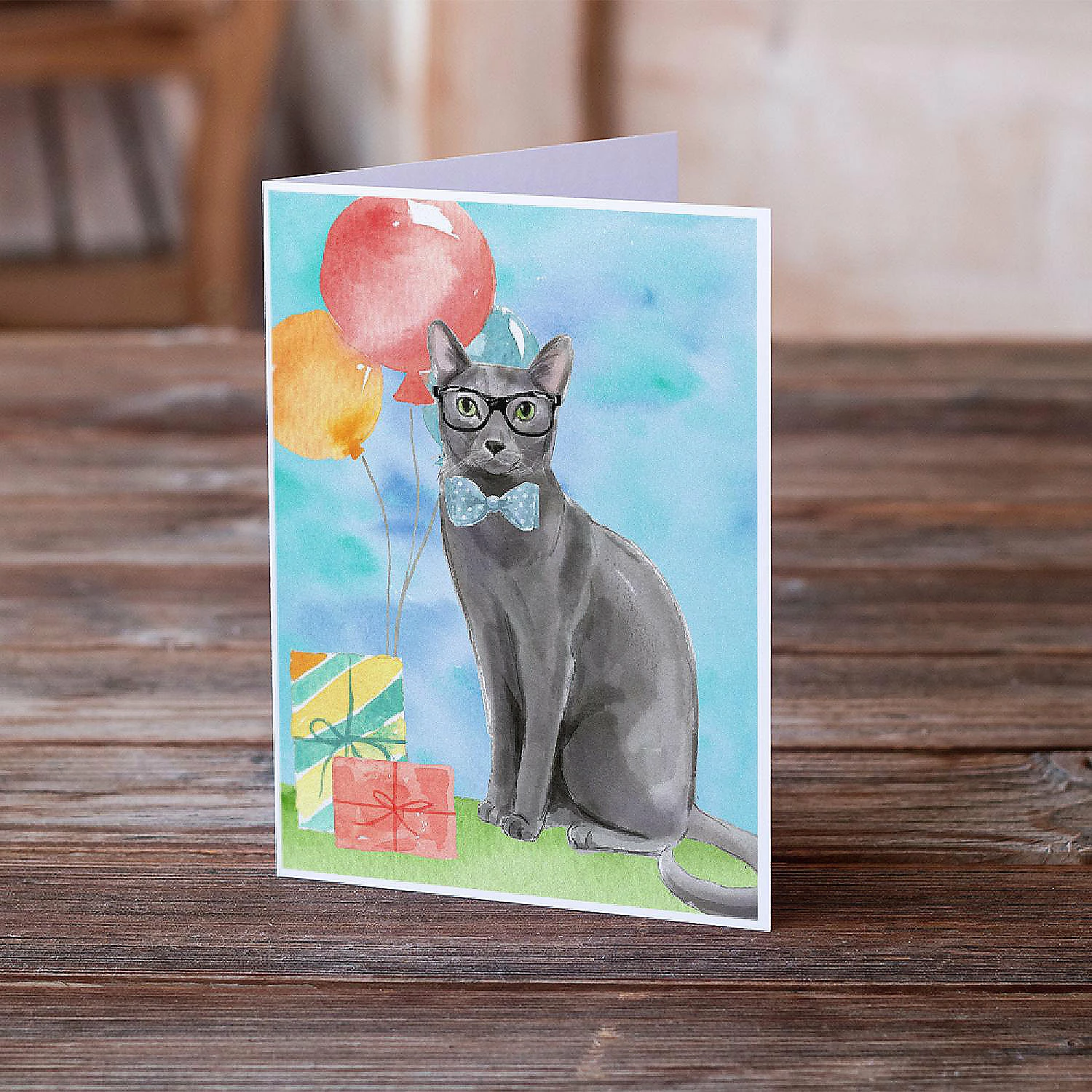Top 10 ⭐ Caroline's Treasures 🥳 Birthday, Blue Russian Happy 🥳 Birthday Greeting Cards and Envelopes Pack of 8, 7 x 5, Cats 🤩 - Image 2