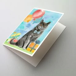 Cheapest ✔️ Caroline's Treasures 🥳 Birthday, British Shorthair Happy 🥳 Birthday Greeting Cards and Envelopes Pack of 8, 7 x 5, Cats 🔥