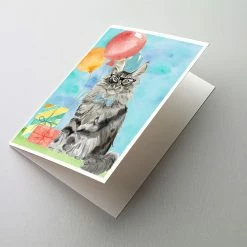 New 🌟 Caroline's Treasures 🥳 Birthday, Maine Coon Happy 🥳 Birthday Greeting Cards and Envelopes Pack of 8, 7 x 5, Cats 👏