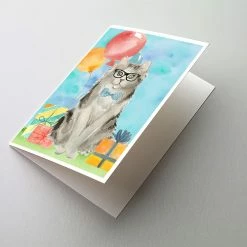 Budget 💯 Caroline's Treasures 🎂 Birthday, Ragamuffin Happy 🎂 Birthday Greeting Cards and Envelopes Pack of 8, 7 x 5, Cats ✔️