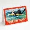 Budget 😍 Caroline's Treasures Black and white Cat Surfin Bird Greeting Cards and Envelopes Pack of 8, 7 x 5, Cats 💯