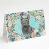 Cheap 🎉 Caroline's Treasures Blue Russian Spring Flowers Greeting Cards and Envelopes Pack of 8, 7 x 5, Cats ❤️