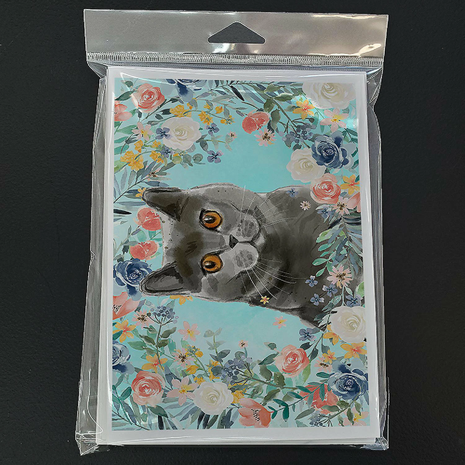 Flash Sale ๐ Caroline's Treasures British Shorthair Spring Flowers Greeting Cards and Envelopes Pack of 8, 7 x 5, Cats ๐ - Image 3