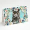 Flash Sale 😍 Caroline's Treasures British Shorthair Spring Flowers Greeting Cards and Envelopes Pack of 8, 7 x 5, Cats 😀