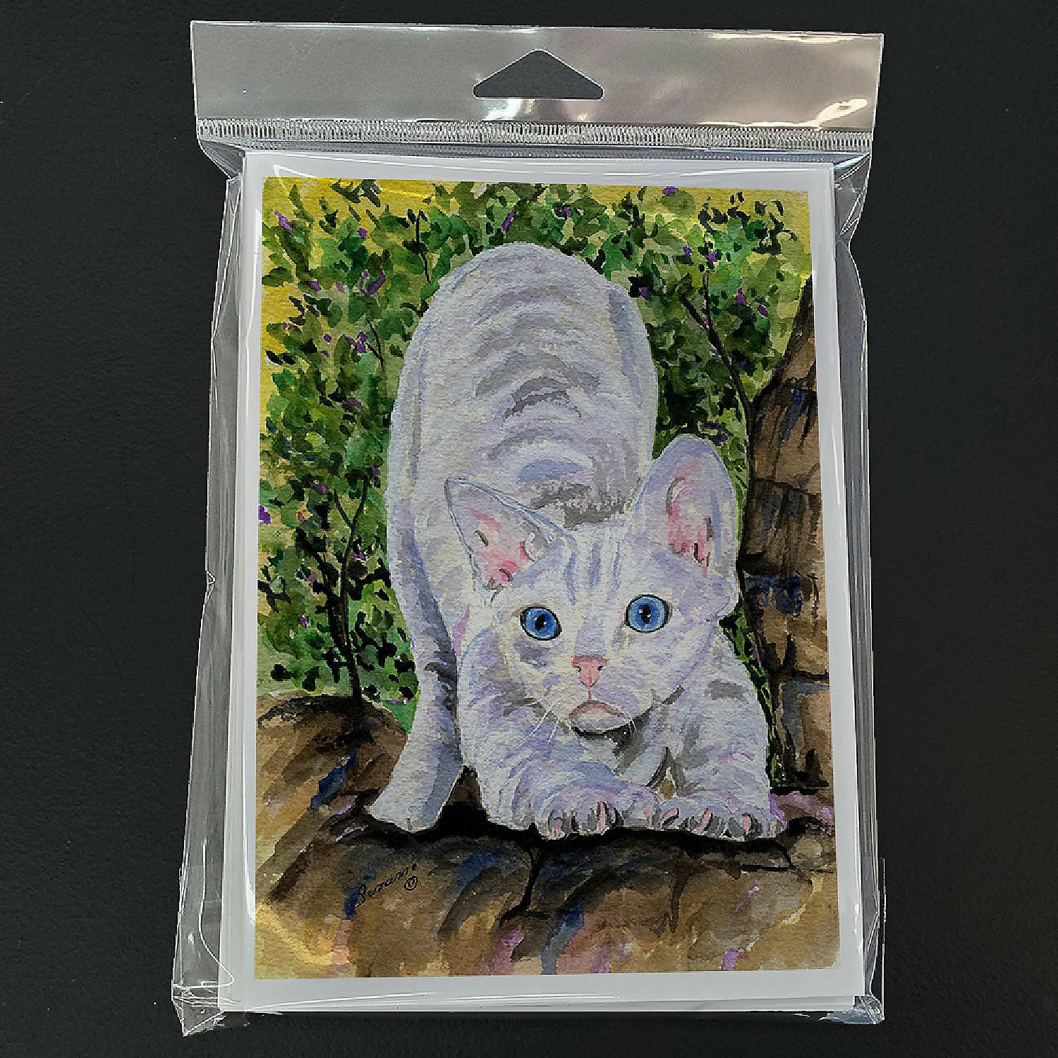 Best Sale 🔥 Caroline's Treasures Cat - Devon Rex Greeting Cards and Envelopes Pack of 8, 7 x 5, Cats 🥰 - Image 3