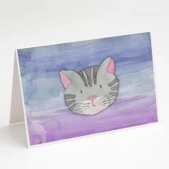 Cheapest ⌛ Caroline's Treasures Cat Face Watercolor Greeting Cards and Envelopes Pack of 8, 7 x 5, Cats 🥰