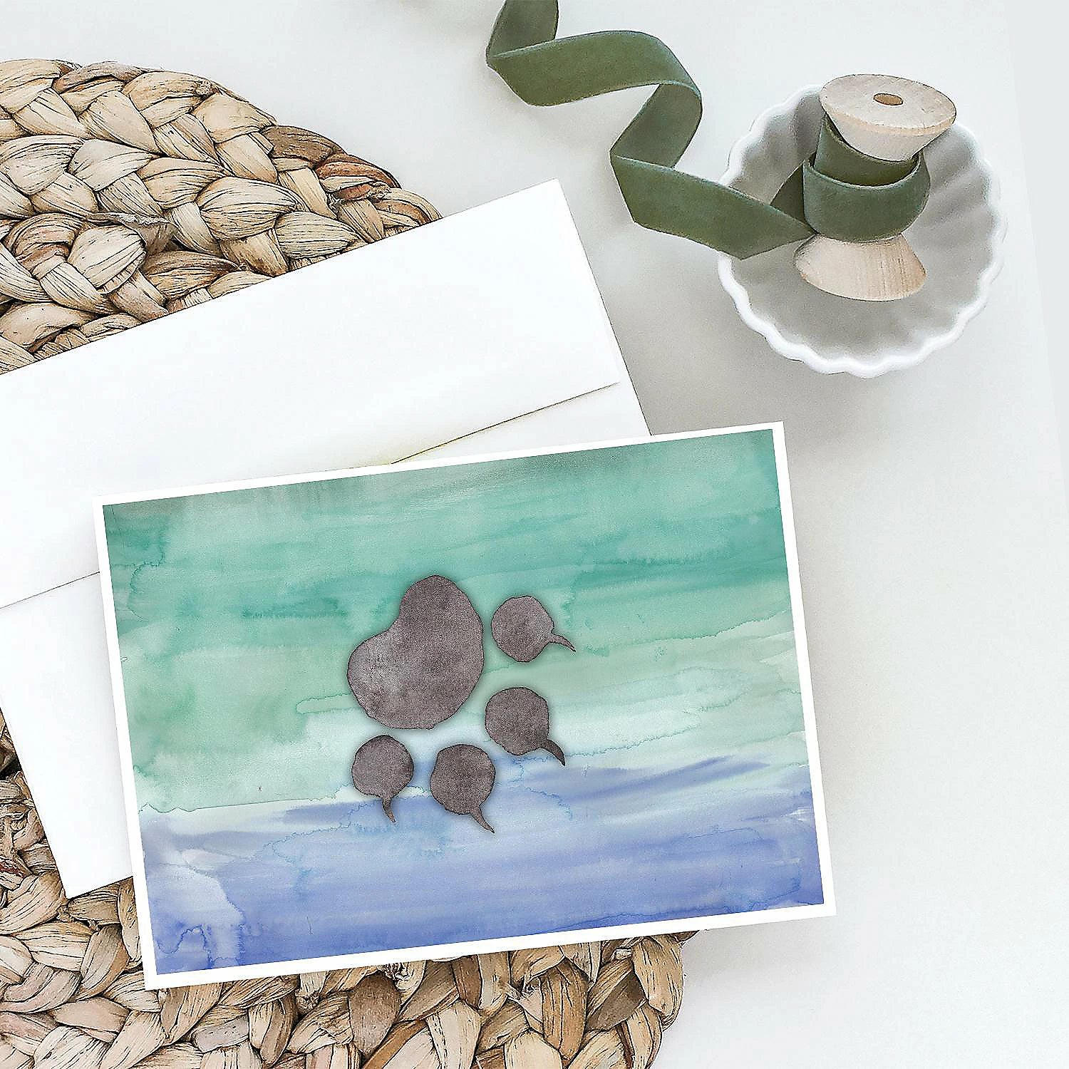 New ✨ Caroline's Treasures Cat Paw Watercolor Greeting Cards and Envelopes Pack of 8, 7 x 5, Cats 🎁 - Image 2