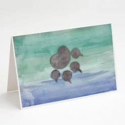 New ✨ Caroline's Treasures Cat Paw Watercolor Greeting Cards and Envelopes Pack of 8, 7 x 5, Cats 🎁