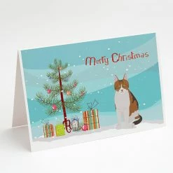Coupon 🥰 Caroline's Treasures 🎄 Christmas, Aegean Cat Merry 🎄 Christmas Greeting Cards and Envelopes Pack of 8, 7 x 5, Cats ❤️
