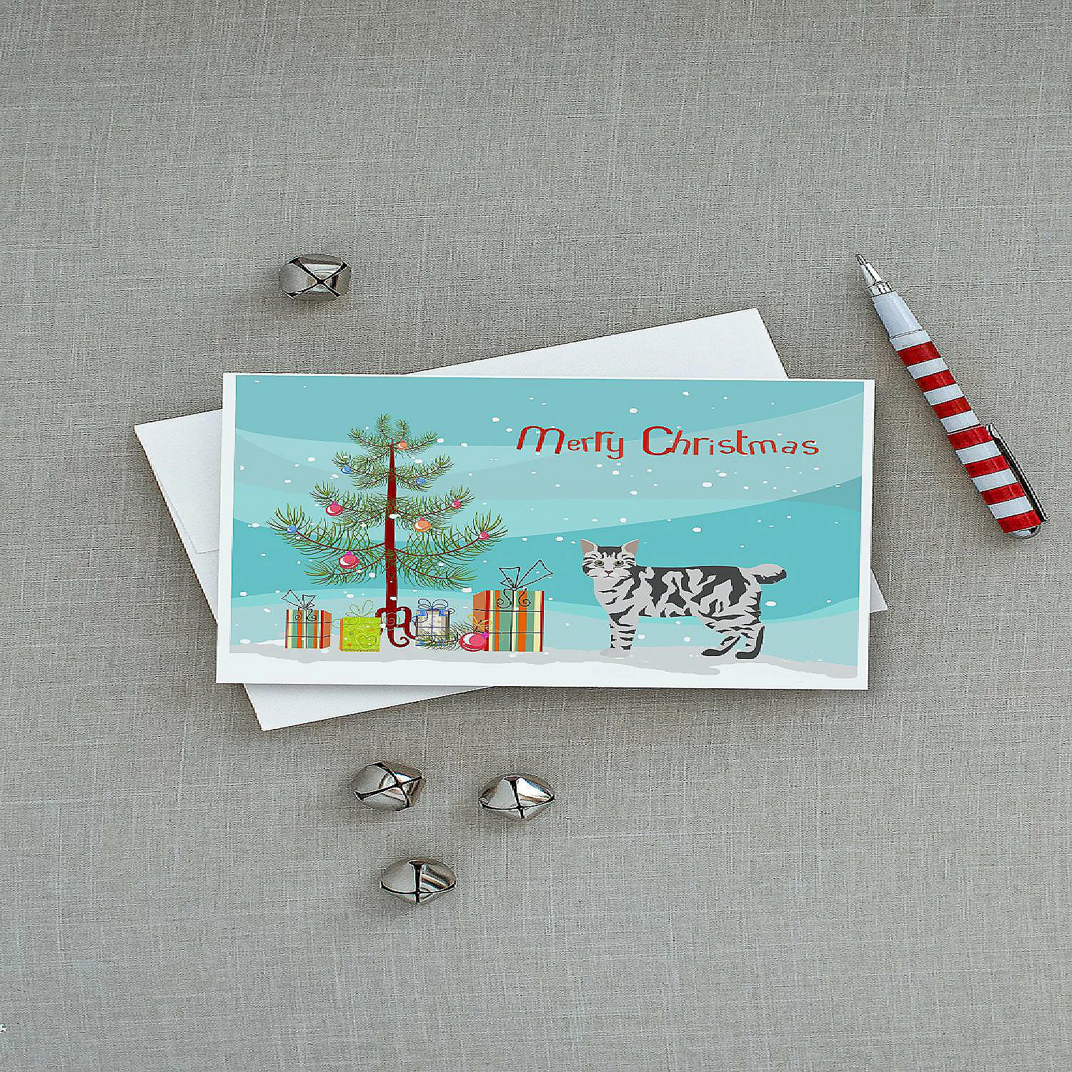 Flash Sale ❤️ Caroline's Treasures 🎅 Christmas, American Bobtail #1 Cat Merry 🎅 Christmas Greeting Cards and Envelopes Pack of 8, 7 x 5, Cats 😀 - Image 3