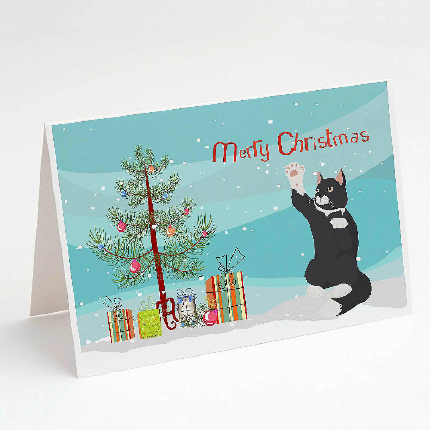 Wholesale ⭐ Caroline's Treasures ❄ Christmas, American Polydactyl Cat Merry ❄ Christmas Greeting Cards and Envelopes Pack of 8, 7 x 5, Cats 👍
