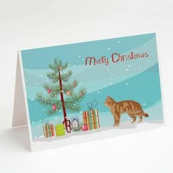 Budget 🎉 Caroline's Treasures 🔔 Christmas, American Wirehair #2 Cat Merry 🔔 Christmas Greeting Cards and Envelopes Pack of 8, 7 x 5, Cats 🛒