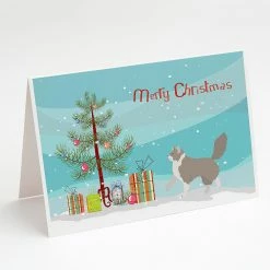 Budget 😀 Caroline's Treasures 🎁 Christmas, Asian Semi Longhaired Cat Merry 🎁 Christmas Greeting Cards and Envelopes Pack of 8, 7 x 5, Cats 🧨