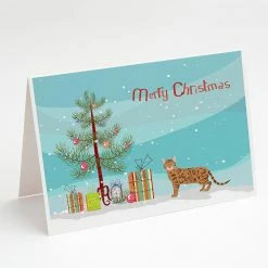 Coupon 🤩 Caroline's Treasures 🎁 Christmas, Bengal #2 Cat Merry 🎁 Christmas Greeting Cards and Envelopes Pack of 8, 7 x 5, Cats 🥰