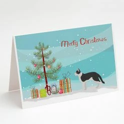 Outlet 😍 Caroline's Treasures 🎄 Christmas, Bicolour Aegean Cat Merry 🎄 Christmas Greeting Cards and Envelopes Pack of 8, 7 x 5, Cats 🧨
