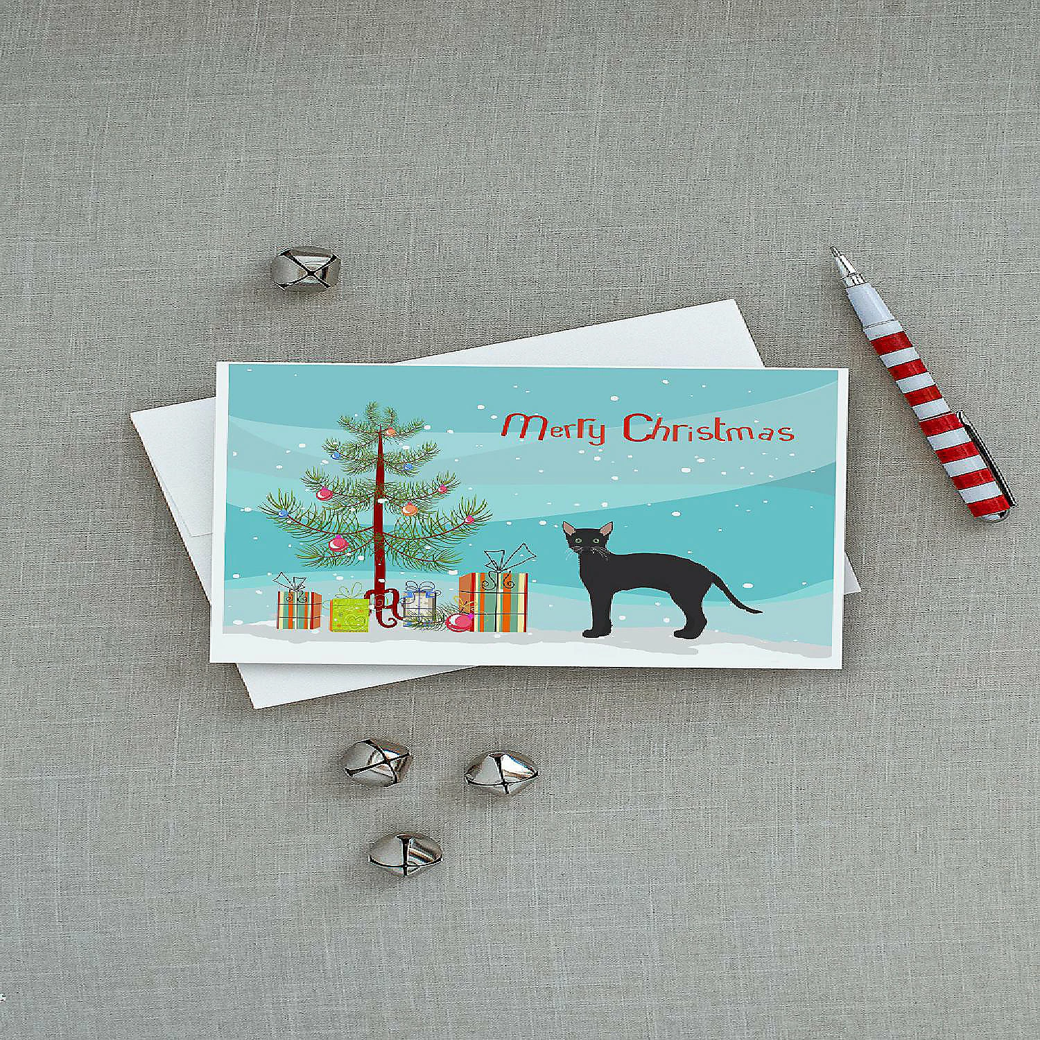Buy ๐คฉ Caroline's Treasures ๐ Christmas, Black German Rex Cat Merry ๐ Christmas Greeting Cards and Envelopes Pack of 8, 7 x 5, Cats โ - Image 3