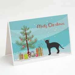 Buy 🤩 Caroline's Treasures 🔔 Christmas, Black German Rex Cat Merry 🔔 Christmas Greeting Cards and Envelopes Pack of 8, 7 x 5, Cats ⌛