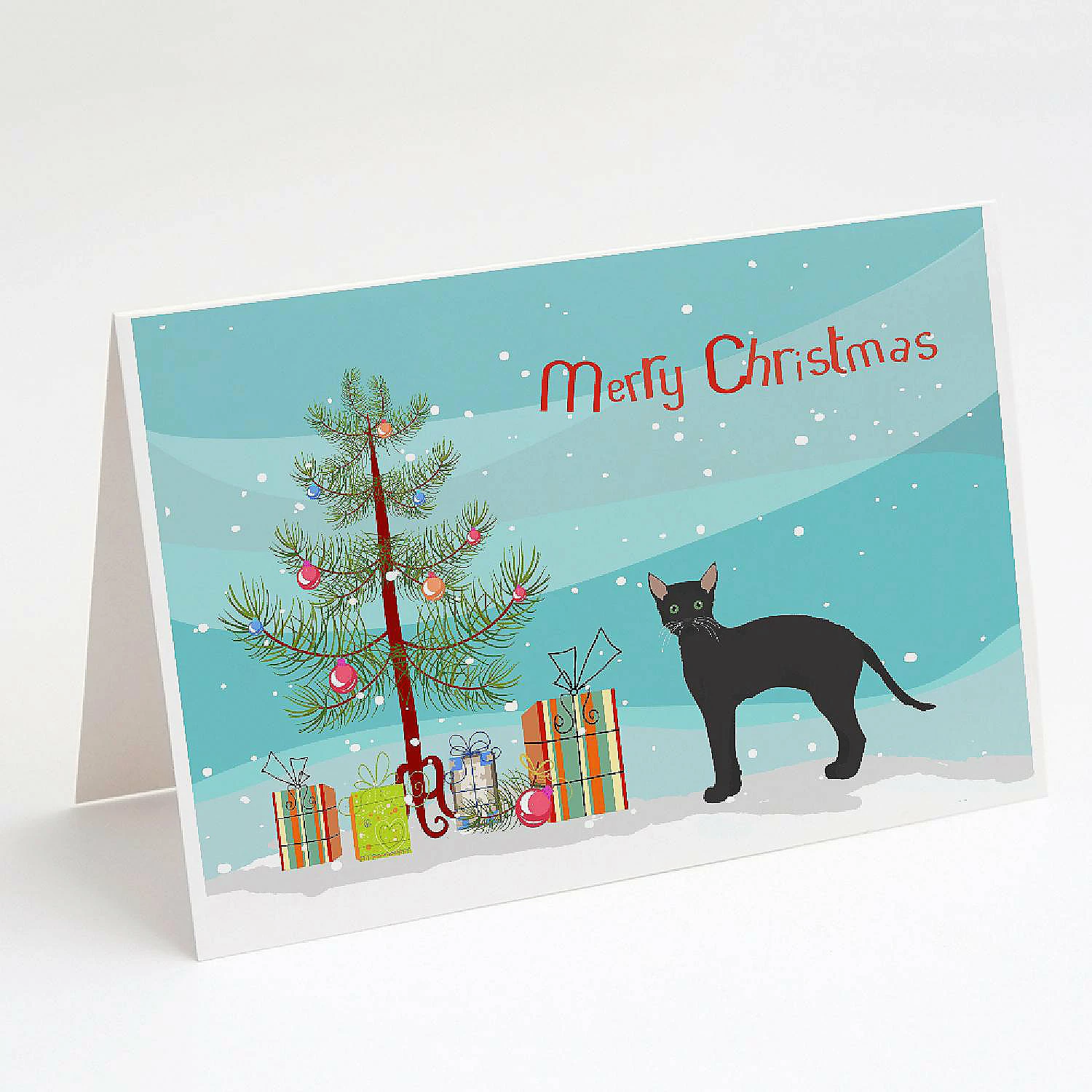 Buy ๐คฉ Caroline's Treasures ๐ Christmas, Black German Rex Cat Merry ๐ Christmas Greeting Cards and Envelopes Pack of 8, 7 x 5, Cats โ