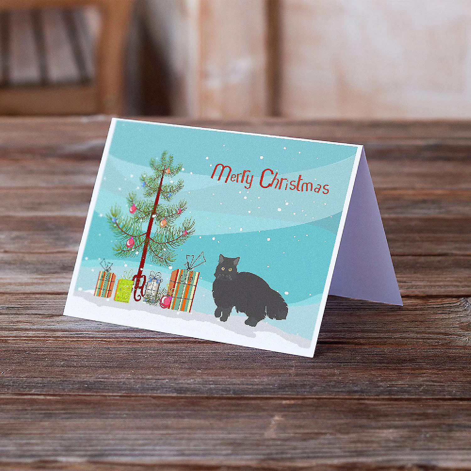Coupon โจ Caroline's Treasures ๐ Christmas, Black Persian Traditional Cat Merry ๐ Christmas Greeting Cards and Envelopes Pack of 8, 7 x 5, Cats ๐ - Image 2