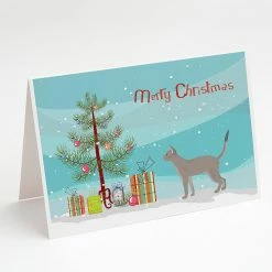 Coupon 💯 Caroline's Treasures 🎄 Christmas, Blue Abyssinian Cat Merry 🎄 Christmas Greeting Cards and Envelopes Pack of 8, 7 x 5, Cats 🤩