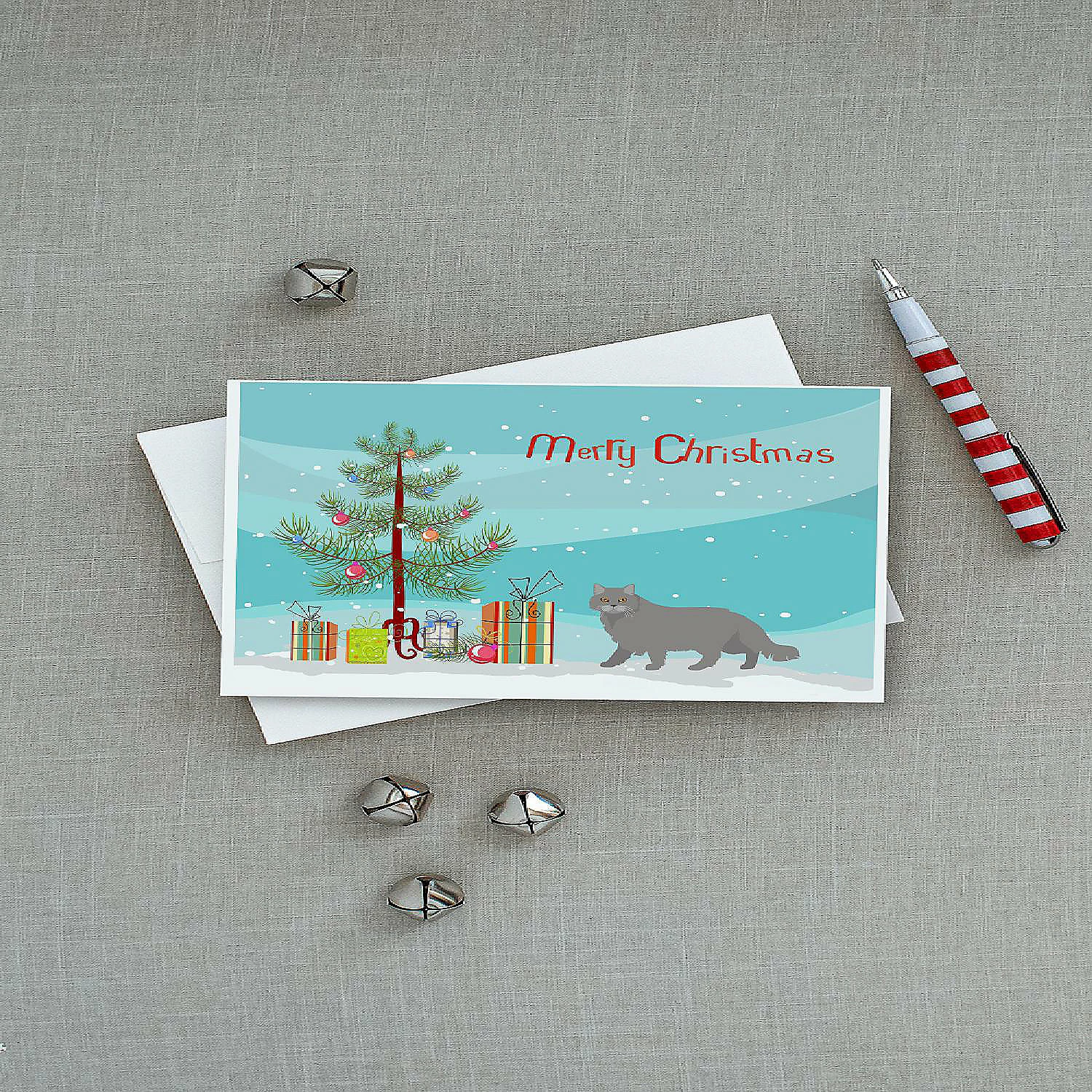 Top 10 😉 Caroline's Treasures 🔔 Christmas, British Longhair Cat Merry 🔔 Christmas Greeting Cards and Envelopes Pack of 8, 7 x 5, Cats 🌟 - Image 3