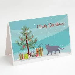 Deals 🔔 Caroline's Treasures ❄ Christmas, British Shorthair #1 Cat Merry ❄ Christmas Greeting Cards and Envelopes Pack of 8, 7 x 5, Cats ⭐