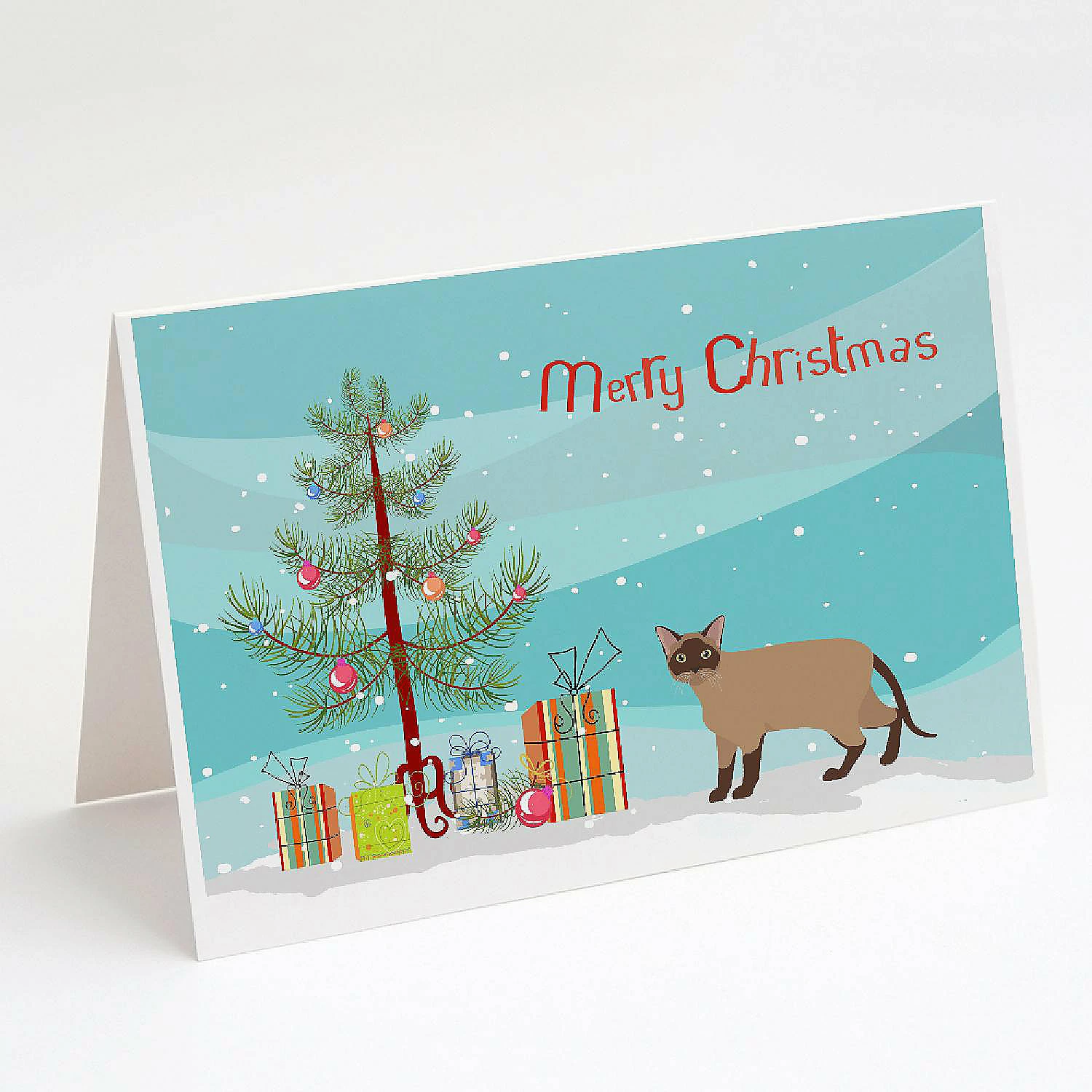Best reviews of ๐ Caroline's Treasures ๐ Christmas, Burmese Cat Merry ๐ Christmas Greeting Cards and Envelopes Pack of 8, 7 x 5, Cats โจ