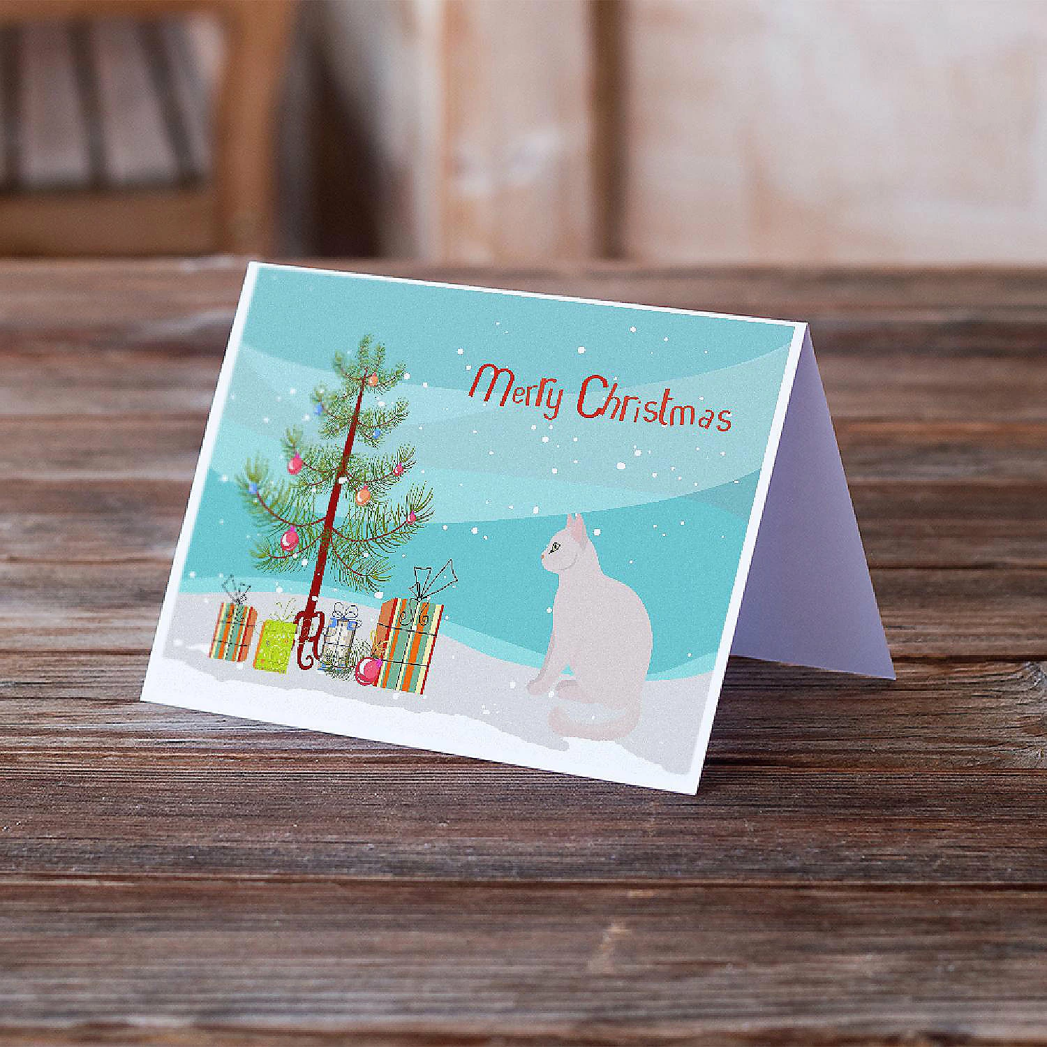 Outlet 😉 Caroline's Treasures 🎅 Christmas, Burmilla #2 Cat Merry 🎅 Christmas Greeting Cards and Envelopes Pack of 8, 7 x 5, Cats 🔔 - Image 2