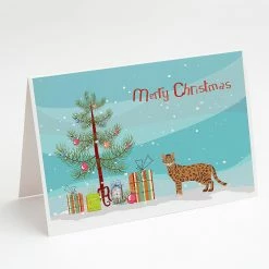 Promo 🎉 Caroline's Treasures 🎄 Christmas, Cheetoh #1 Cat Merry 🎄 Christmas Greeting Cards and Envelopes Pack of 8, 7 x 5, Cats 😉