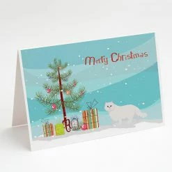 Best Sale 🤩 Caroline's Treasures 🎄 Christmas, Chinchilla Persian Longhair Cat Merry 🎄 Christmas Greeting Cards and Envelopes Pack of 8, 7 x 5, Cats 🎉