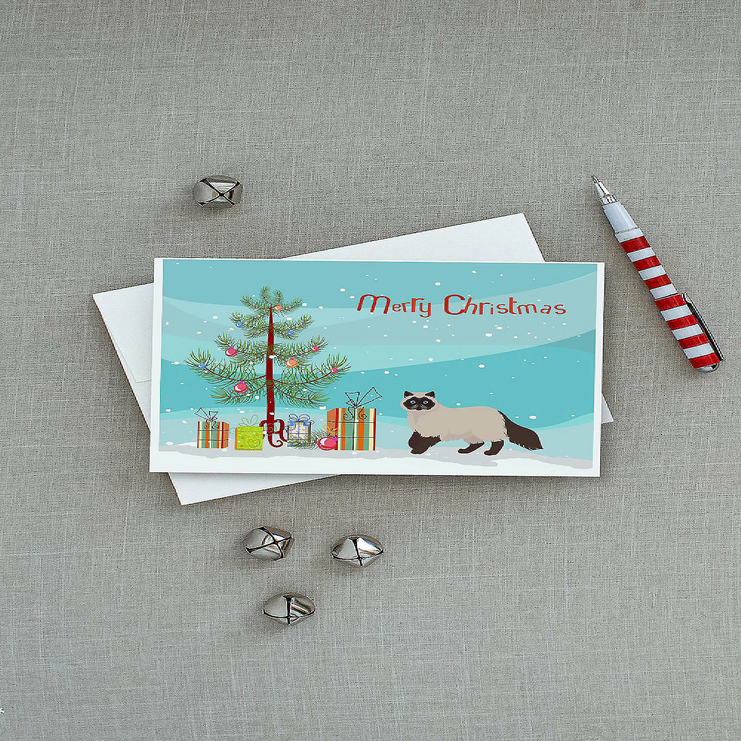 Hot Sale 🥰 Caroline's Treasures ❄ Christmas, Colorpoint Persian Hymalayan Cat Merry ❄ Christmas Greeting Cards and Envelopes Pack of 8, 7 x 5, Cats 🔥 - Image 3