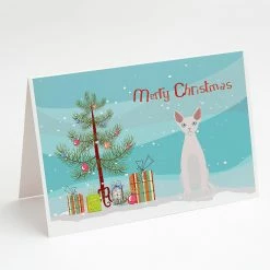 Deals 😉 Caroline's Treasures 🎄 Christmas, Devon Rex #2 Cat Merry 🎄 Christmas Greeting Cards and Envelopes Pack of 8, 7 x 5, Cats 💯