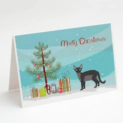 Brand new 🥰 Caroline's Treasures 🎅 Christmas, Devon Rex Cat Merry 🎅 Christmas Greeting Cards and Envelopes Pack of 8, 7 x 5, Cats 😀