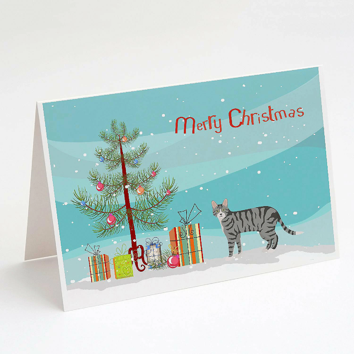 Outlet 🥰 Caroline's Treasures 🎅 Christmas, Dragon Li #1 Cat Merry 🎅 Christmas Greeting Cards and Envelopes Pack of 8, 7 x 5, Cats 👏