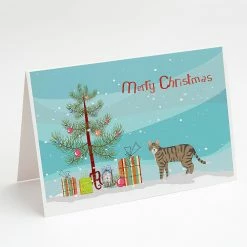 Promo ⌛ Caroline's Treasures 🎄 Christmas, Dragon Li #2 Cat Merry 🎄 Christmas Greeting Cards and Envelopes Pack of 8, 7 x 5, Cats ⭐