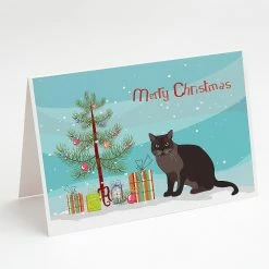 Deals 🔥 Caroline's Treasures 🎄 Christmas, European Burmese Cat Merry 🎄 Christmas Greeting Cards and Envelopes Pack of 8, 7 x 5, Cats 👏