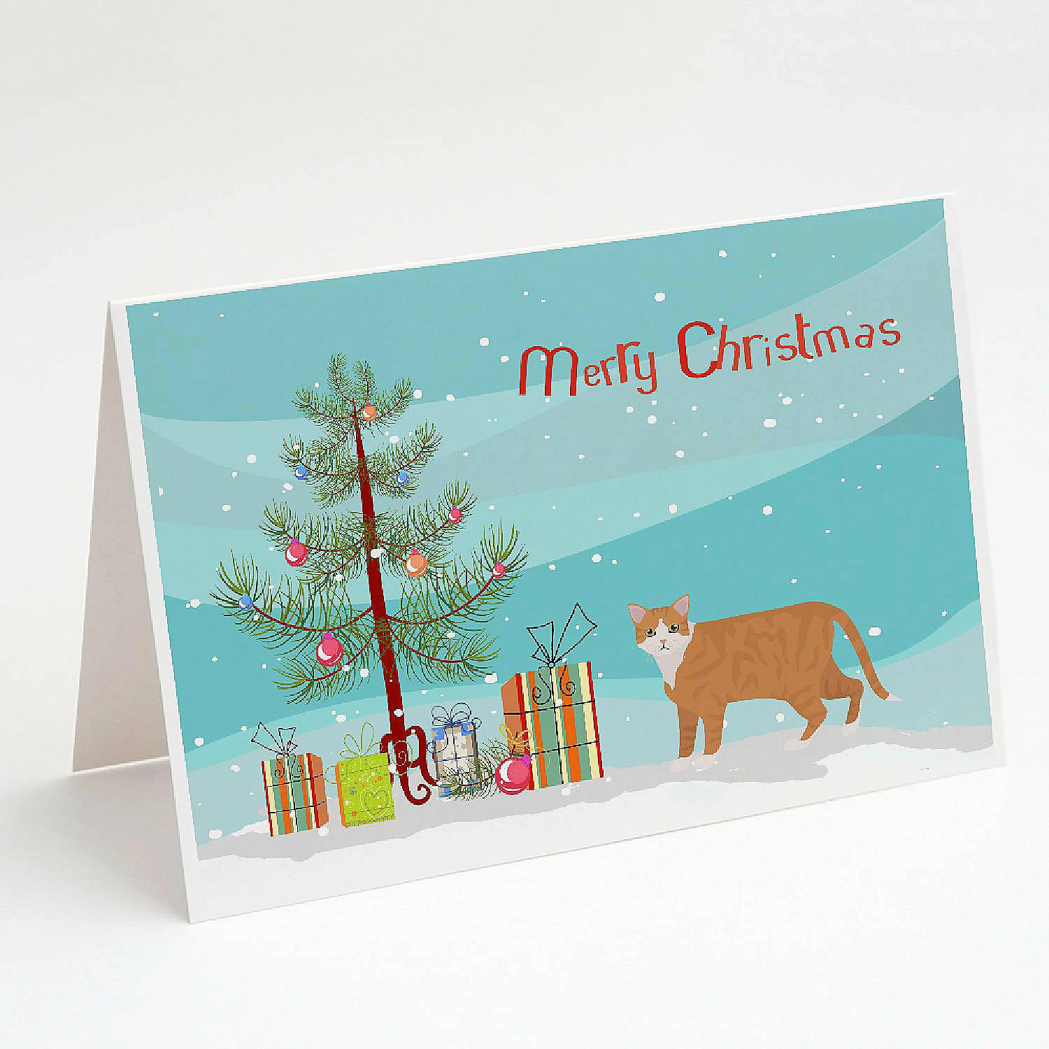 Buy 🎉 Caroline's Treasures 🔔 Christmas, European Shorthair #1 Cat Merry 🔔 Christmas Greeting Cards and Envelopes Pack of 8, 7 x 5, Cats 🥰